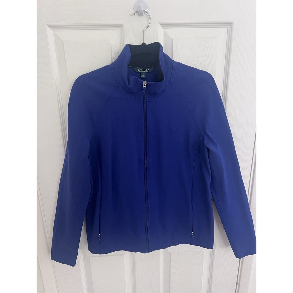 Lauren Ralph Lauren Active Jacket Women's XL Navy Full‎ Zip Foldover Collar